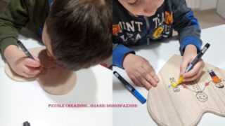 Quadretto di legno disegnato dai bambini